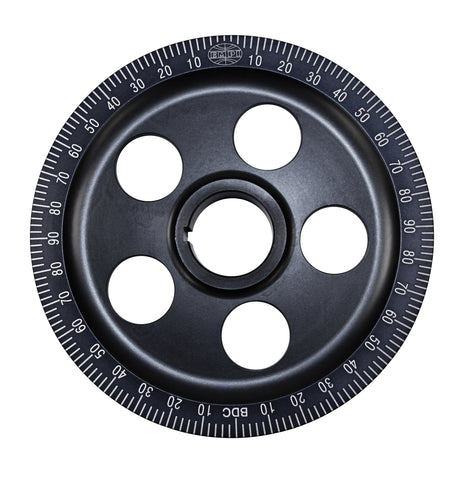 he Ultimate Aluminum Degree Pulleys. Hard anodized black for maximum durability plus Laser Engraved degree numbers and marks.